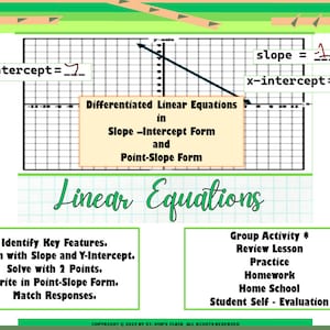 Linear Equations and Ordered Pairs Bundle| Activity |Point Slope |Slope Intercept |Graphs |Algebra|Match|2 Variable Equations|Vocabulary