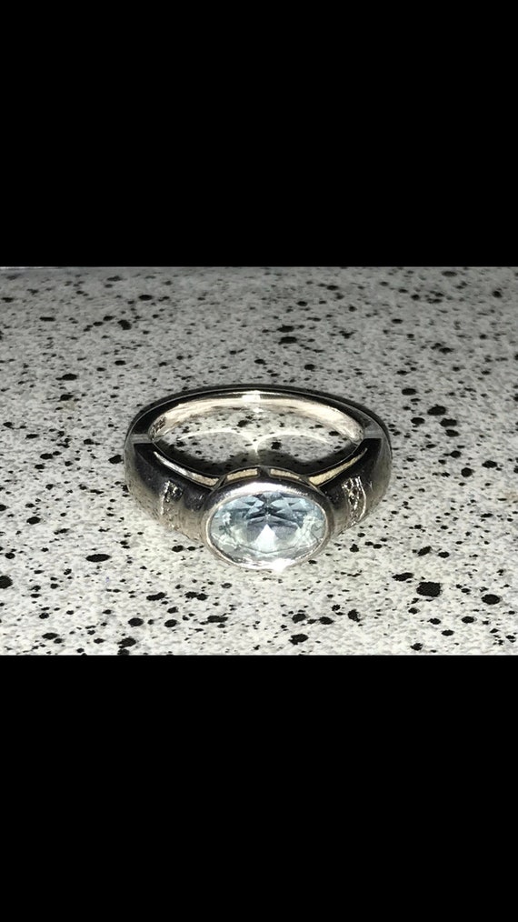 Alter 925 Silber Ring blau Vintage Silberschmuck