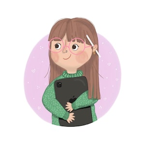 Personalized children&#39;s illustration. Digital portrait of family, pets, and children. Personalized avatar portrait. Gift
