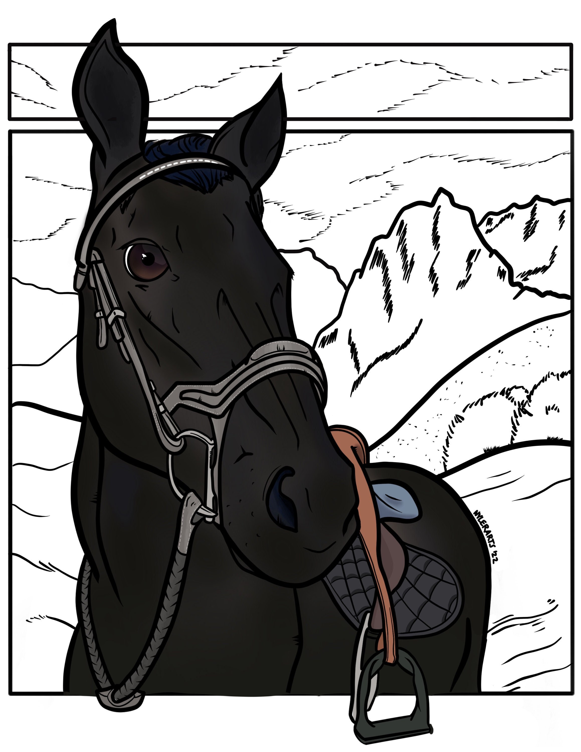 Horse Coloring Page - Just Download and Print! Stallion Bronco Pony - Etsy