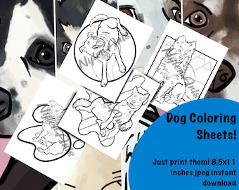 Printable Dog Coloring Pages 4 Pack - Gewoon downloaden en afdrukken!