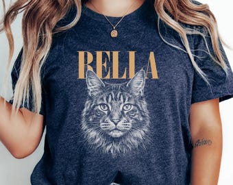 Custom Pet Photo Name Shirt, Personalized Cat Mom Tee, Customized Picture Lover Loss Kitten Outfit