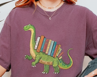 Chemise dino rat de bibliothèque Chemise de lecture dinosaure Cadeau pour amateurs de livres Chemise livresque drôle Chemise nerd de livre