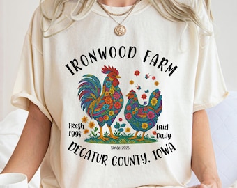 Custom Farm Shirt: Floral Chicken, Personalized Est Date - Comfort Colors