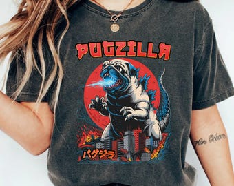 Retro Pugzilla T-Shirt: 90s Anime Pug Mom Gift