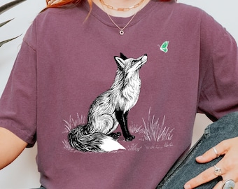 Chemise renard et papillon : T-shirt Nature Cottagecore Comfort Colors