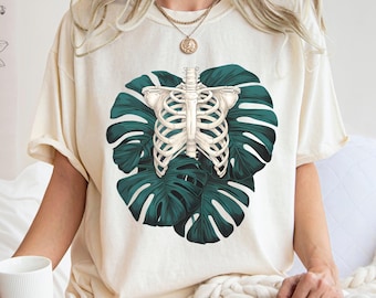 Plant Skeleton Shirt: Monstera Leaf Cottagecore Gardening Gift