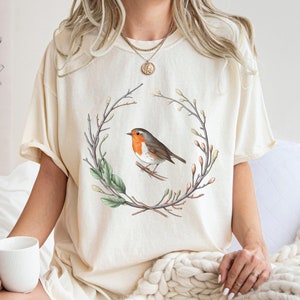 Watercolor Bird Shirt Birdwatchers Gift Hummingbird Shirt Nature Peace Shirt Bird Branches Shirt