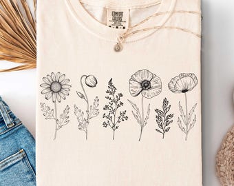 Wildflower Graphic Tee: Botanical Comfort Colors Shirt