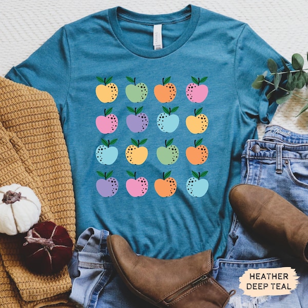 Folk Art Apples Shirt Apple Orchard Shirt Gardening Clothing Gift Apple Graphic Shirt