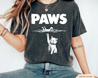 Paws Cat Shirt: Funny Jaws Parody Kitten Tee