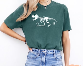 T-Rex Skeleton Print Shirt: Tyrannosaurus Dinosaur Paleontology Tee