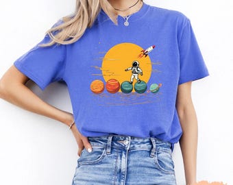 Astronaut Planets Comfort Colors Shirt: Space Lover Gift