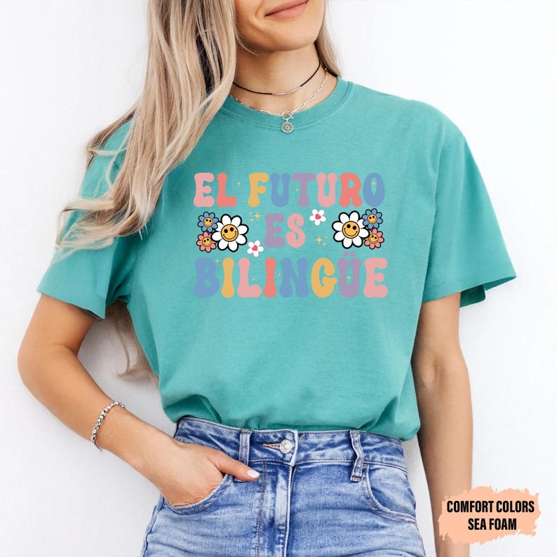 Dual Language Teacher Shirt El Futuro Es Bilingüe Shirt Gift For Spanish Teacher Maestra Shirt image 8