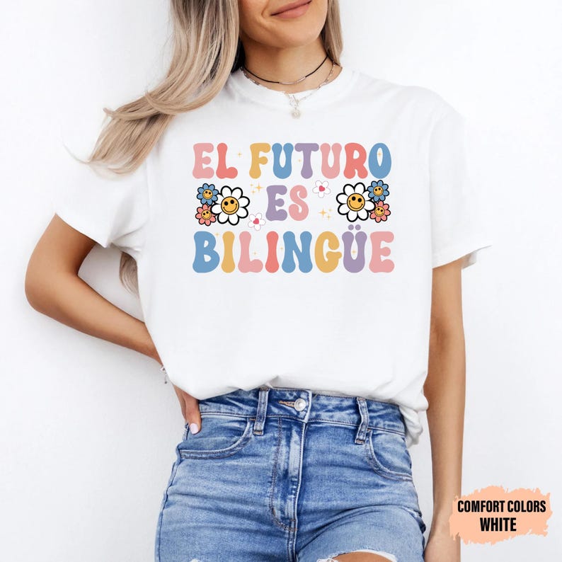 Dual Language Teacher Shirt El Futuro Es Bilingüe Shirt Gift For Spanish Teacher Maestra Shirt image 3