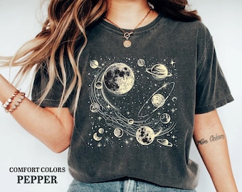 Celestial Moon Shirt Astronomy Shirt Moon Graphic Shirt  Moon Phase Shirt Spiritual Astrology Shirt