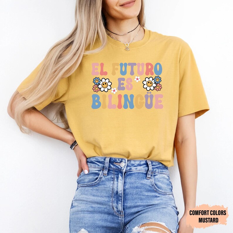Dual Language Teacher Shirt El Futuro Es Bilingüe Shirt Gift For Spanish Teacher Maestra Shirt image 6