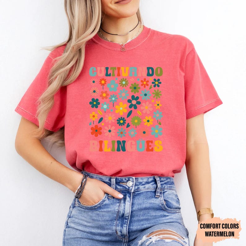 Dual Language Shirt Cultivando Bilingües Shirt Floral Spanish Teacher Shirt Maestra Bilingüe Shirt image 8