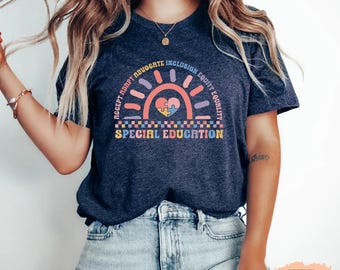 Special Education Teacher Shirt - Accept Adapt Advocate Inclusion  Equality Tee