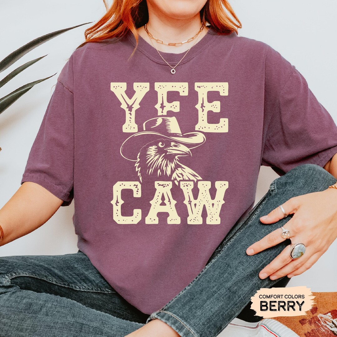Yeecaw Yee Caw Crow Cowboy Hat Shirt - Western Raven Graphic Tee - Etsy