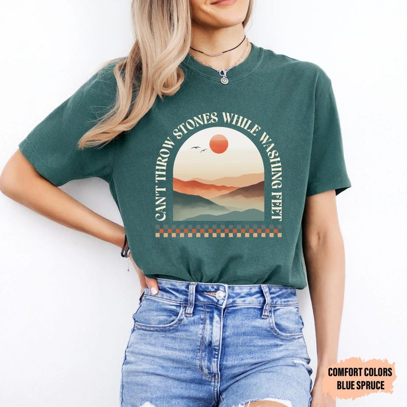 Bible Verse Shirt Can't Throw Stones While Washing Feet Shirt Women Christian Shirt Prayer Shirt Worship Shirt image 1