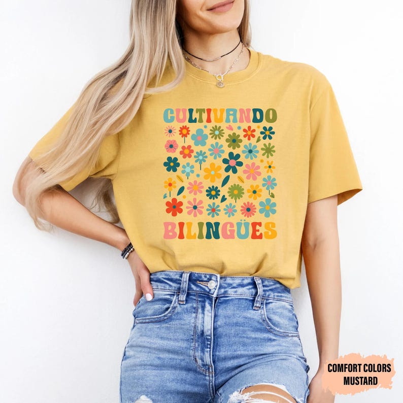 Dual Language Shirt Cultivando Bilingües Shirt Floral Spanish Teacher Shirt Maestra Bilingüe Shirt image 7