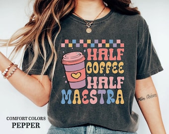 Chemise moitié café moitié Maestra Chemise professeur d'espagnol Chemise Maestra Bilingue Chemise professeur d'espagnol