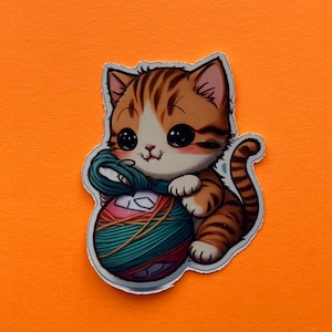 Cute Kitten Playing Cat Sticker (waterproof Vinyl stickers)
