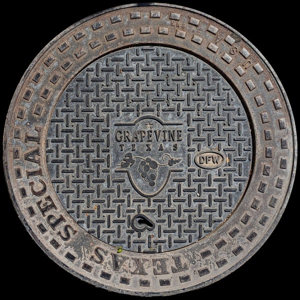 Grapevine Texas Manhole Cover Sticker | Urban Street Art