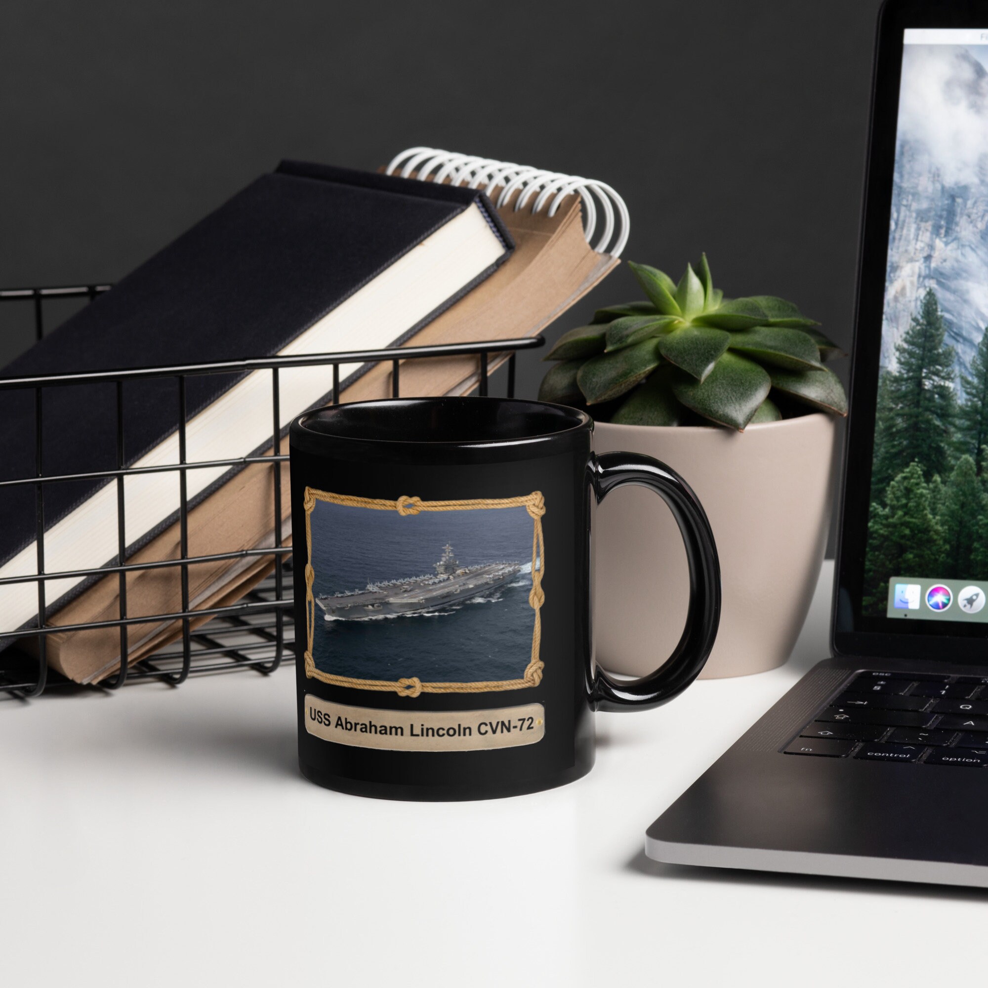 Black Glossy Mug USS Abraham Lincoln