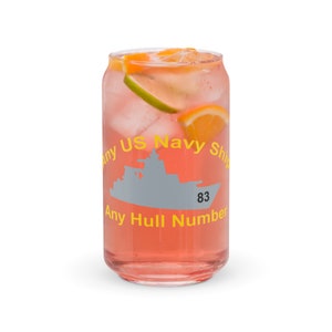 Can-shaped glass ANY US NAVY Ship