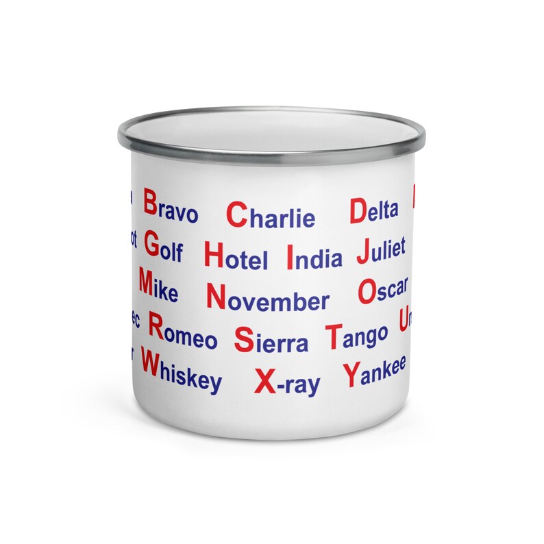 Enamel mug nato phonetic alphabet etsy