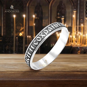 Russisch Ortulian Prayer Band Save And Protect Ring Authentisch Handgemachter Religiöser Schmuck Silber 925