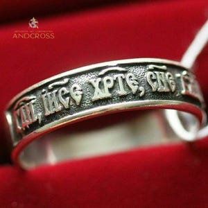 Russisch Ortulian Prayer Band Save And Protect Ring Authentisches Handgemachtes Religiöses Schmuck Lords Prayer Silber 925