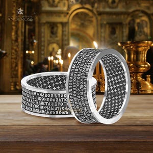 Psalm 22 Christlich-Orthodoxe Silber 925 Ring für Männer Handgemachter authentischer religiöser Schmuck
