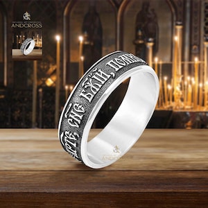 Sterling Silber 925 Sterling Silber / Gebetsband Save And Protect Ring / Handmade Authentischer Religiöser Ring