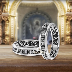 Heilige Muttergottesgebet Synthetische Christliche Band, Neue Kirche Authentische Ring Silber 925