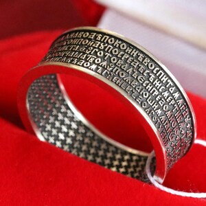 Christlich-Orthodoxe Psalm 22 Silber 925 Ring für Männer Handgemachte authentische religiöse Schmuck breite Gebetsband