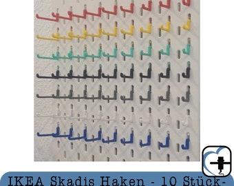Ikea Skadis Haken, 10 Stück, Verschiedene Größen, Pegboard Haken, Skadis Zubehör, hochwertige 3D-gedruckte Skadis Haken zum Aufhängen