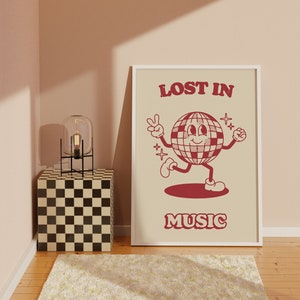 Lost in Music - Disco Music Wall Print, Retro Quote Wall Print, Wall Art, Downloadable Prints, Prints for Framing, Trendy Art Print