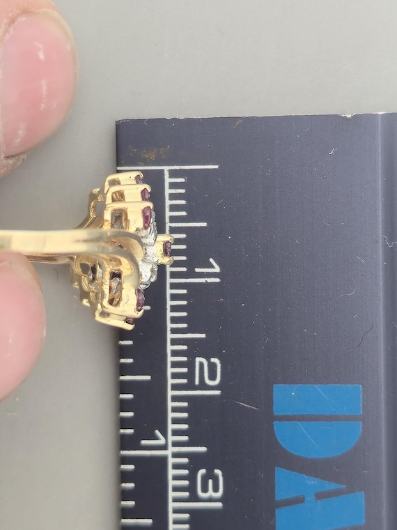 Estate 10K Solid Gold Ruby & Diamond Cocktail Rin… - image 15