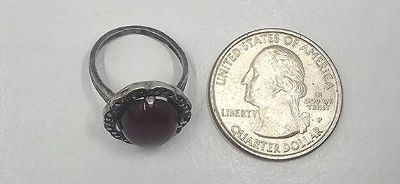 Solid Sterling Silver Carnelian and Marcasite Rin… - image 7