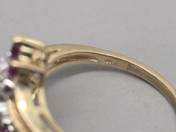Estate 10K Solid Gold Ruby & Diamond Cocktail Rin… - image 10