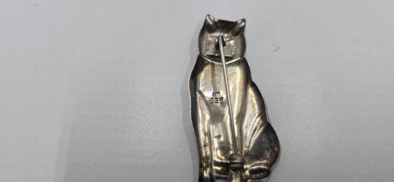 Vintage Sterling Silver Cat Brooch - Signed ND 92… - image 5