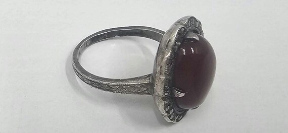 Solid Sterling Silver Carnelian and Marcasite Rin… - image 5