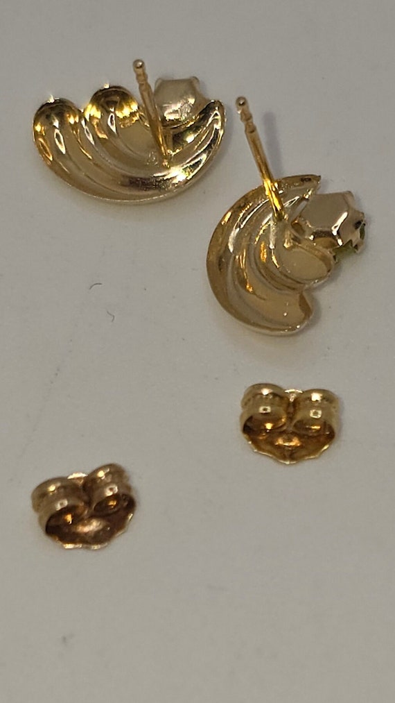 14 Karat Solid Yellow Gold Genuine Peridot Studs … - image 6