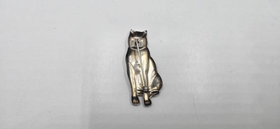 Vintage Sterling Silver Cat Brooch - Signed ND 92… - image 4