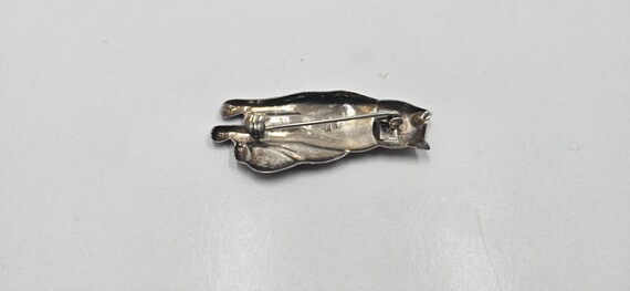 Vintage Sterling Silver Cat Brooch - Signed ND 92… - image 6