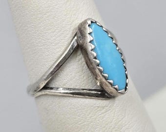 Estate Sterling Silver Turquoise Size 4 Ring Robyn's Egg Blue Natural