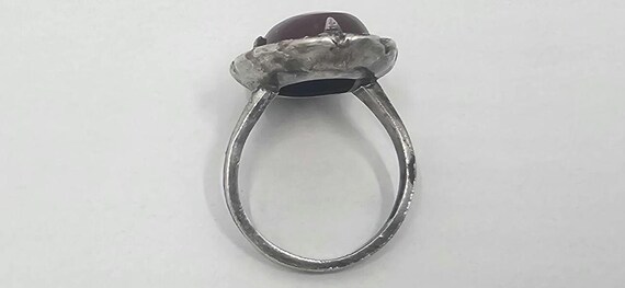 Solid Sterling Silver Carnelian and Marcasite Rin… - image 4